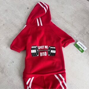 Red Dog Hoodie with 'Spot Me Bro' Design